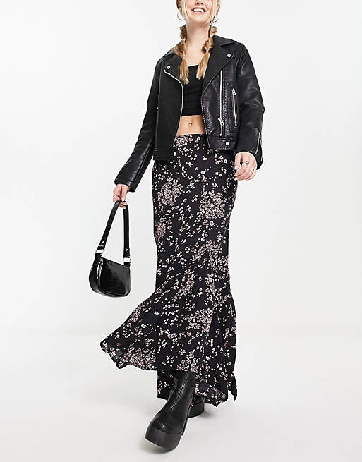 

Черная гламурная юбка макси Free People Backseat