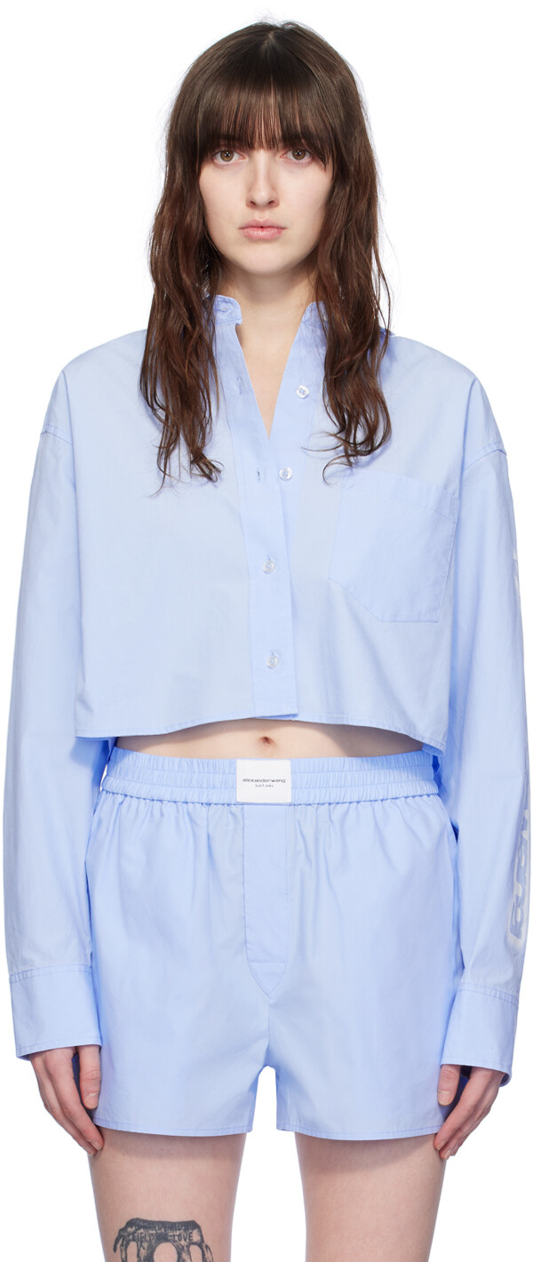 

Синяя укороченная рубашка Alexanderwang.T