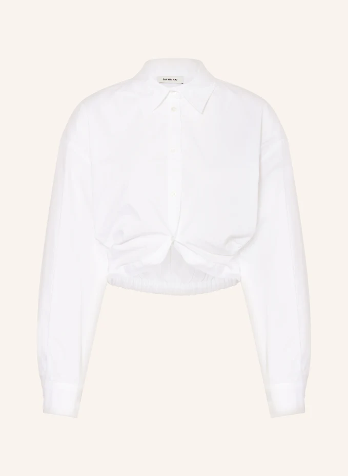 Укороченная блузка-рубашка Sandro, белый