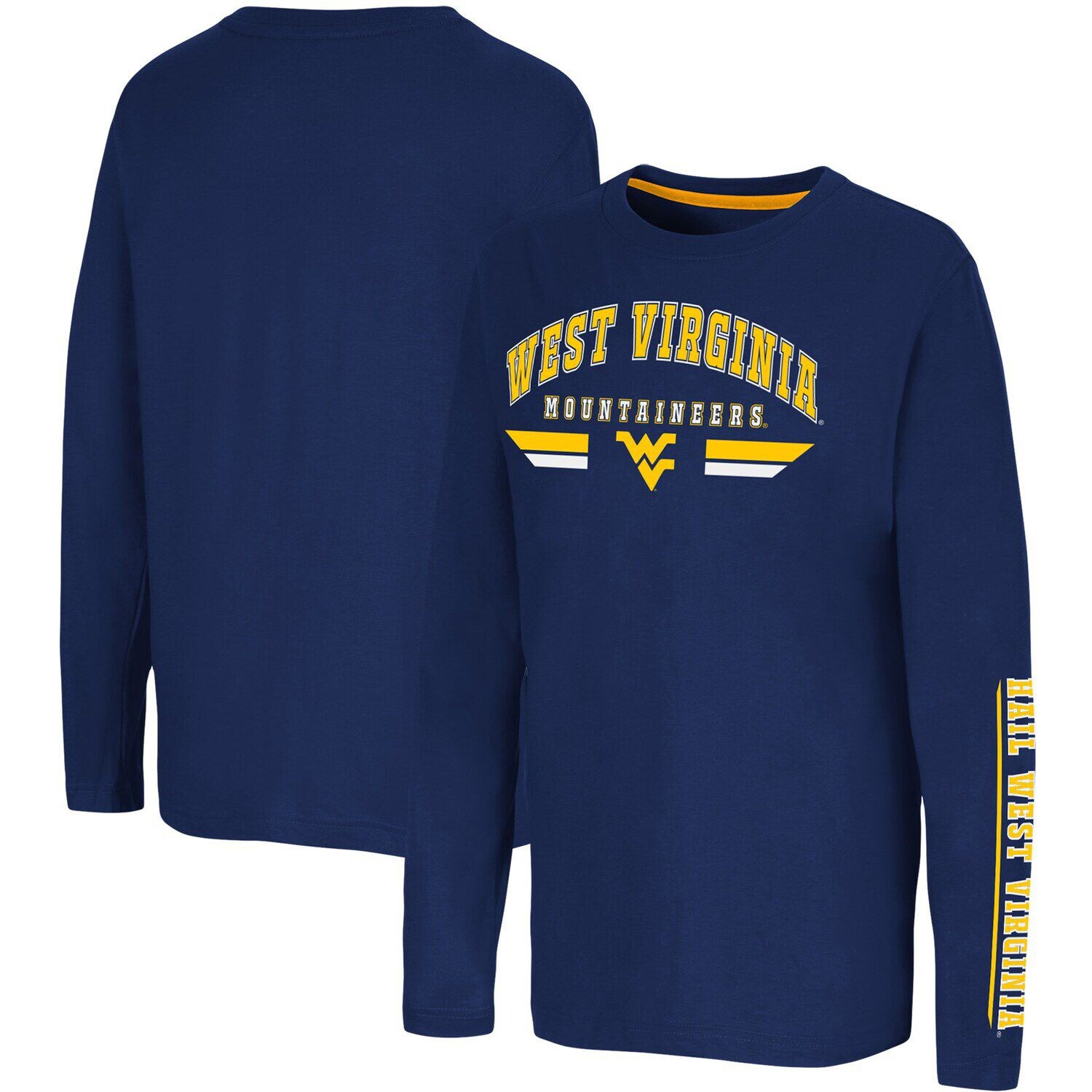 

Молодежная футболка Colosseum Navy West Virginia Mountaineers Tornado Reef 2-Hit с длинными рукавами Colosseum