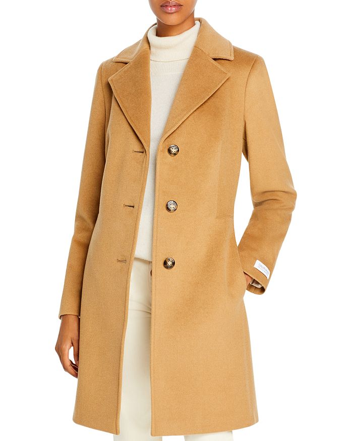 Пальто средней длины Calvin Klein inspire пальто прямое в клетку средней длины серо бежевый