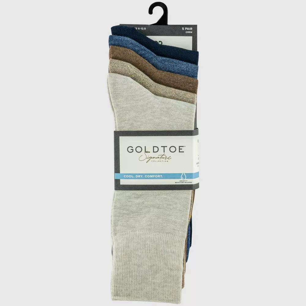 

Мужские носки Goldtoe Signature Collection Comfort Top Flat Knit Crew Socks 5 пар Signature Gold by Goldtoe, цвет Khaki/Blue