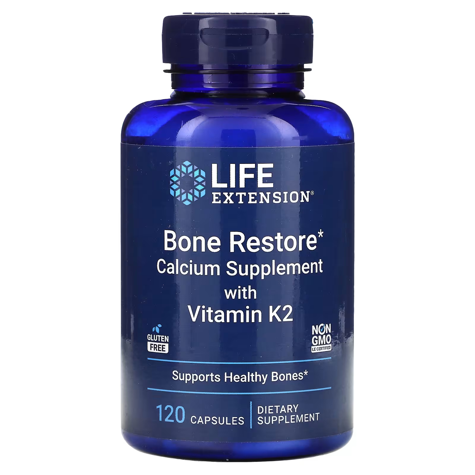 Кальциевая добавка Life Extension для восстановления костей с витамином К2, 120 капсул
