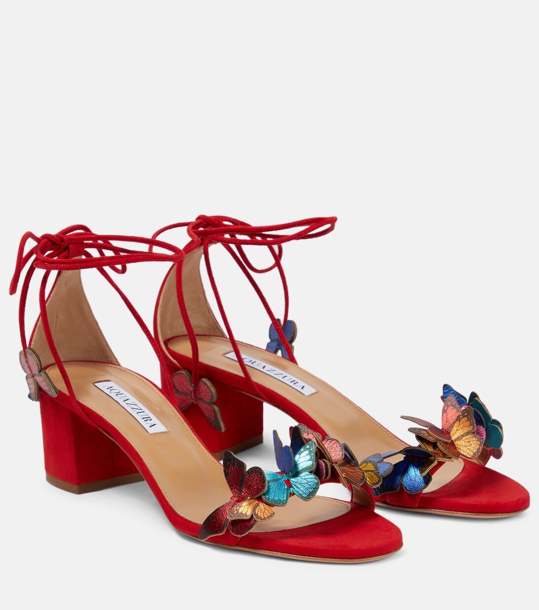 

Босоножки Papillon 50 с аппликацией Aquazzura, красный