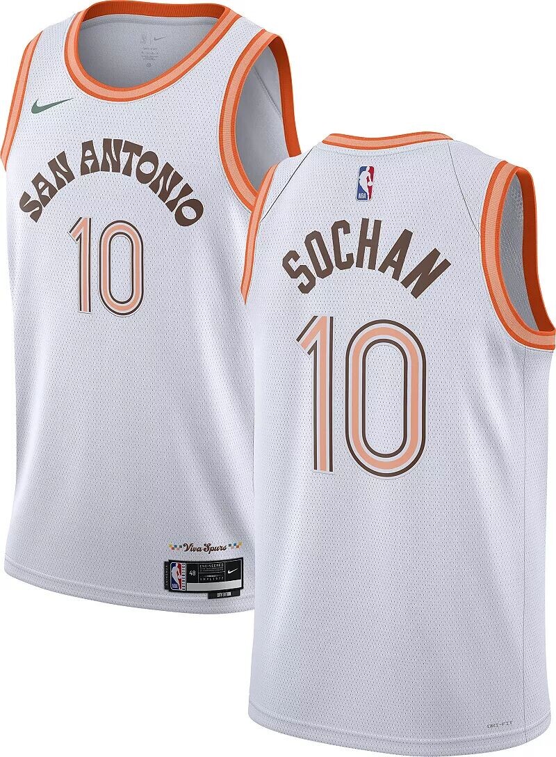 

Мужская белая майка Nike Swingman San Antonio Spurs Jeremey Sochan #10 City Edition 2023-24