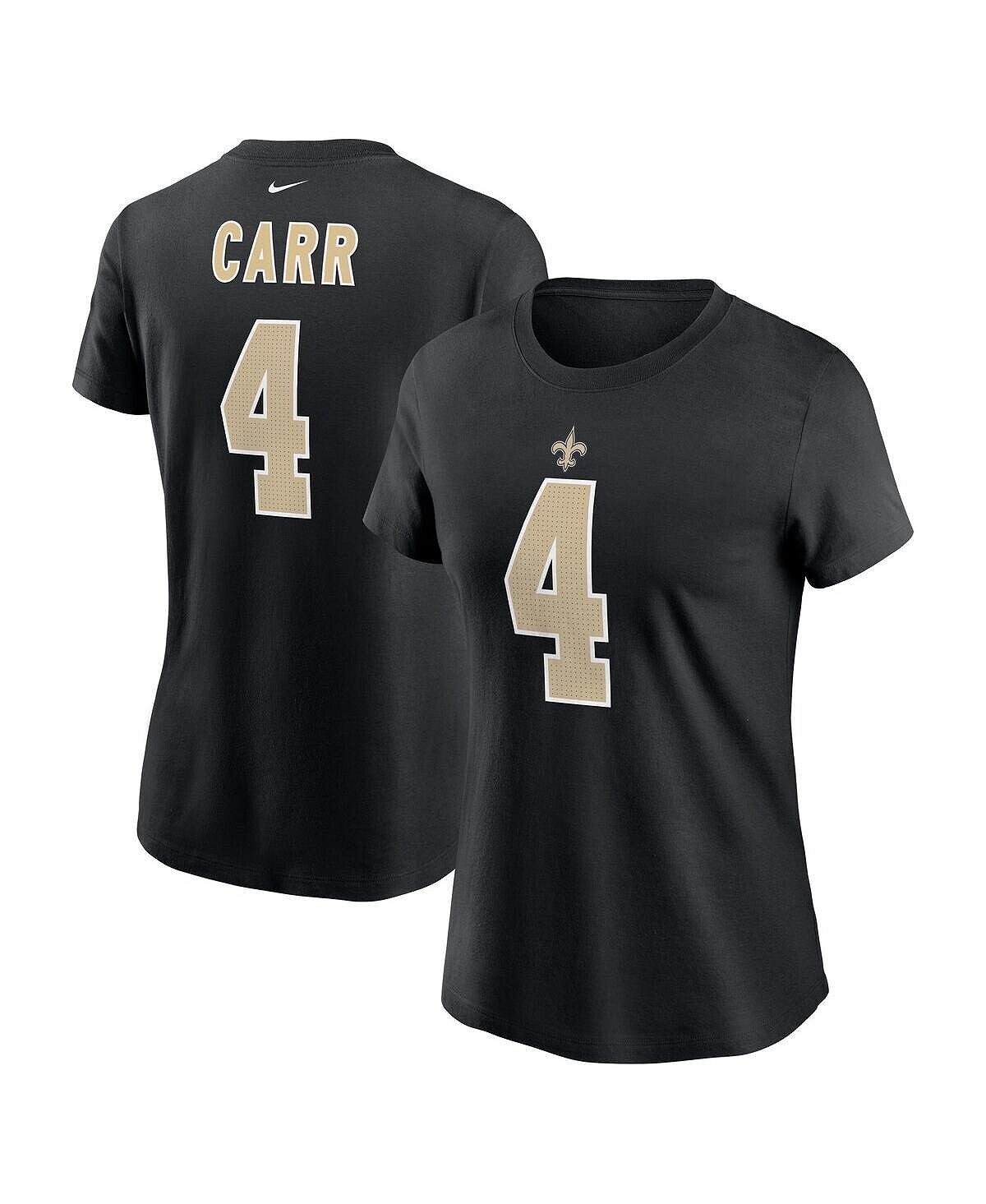 

Женская черная футболка с именем и номером игрока Derek Carr New Orleans Saints Nike, черный