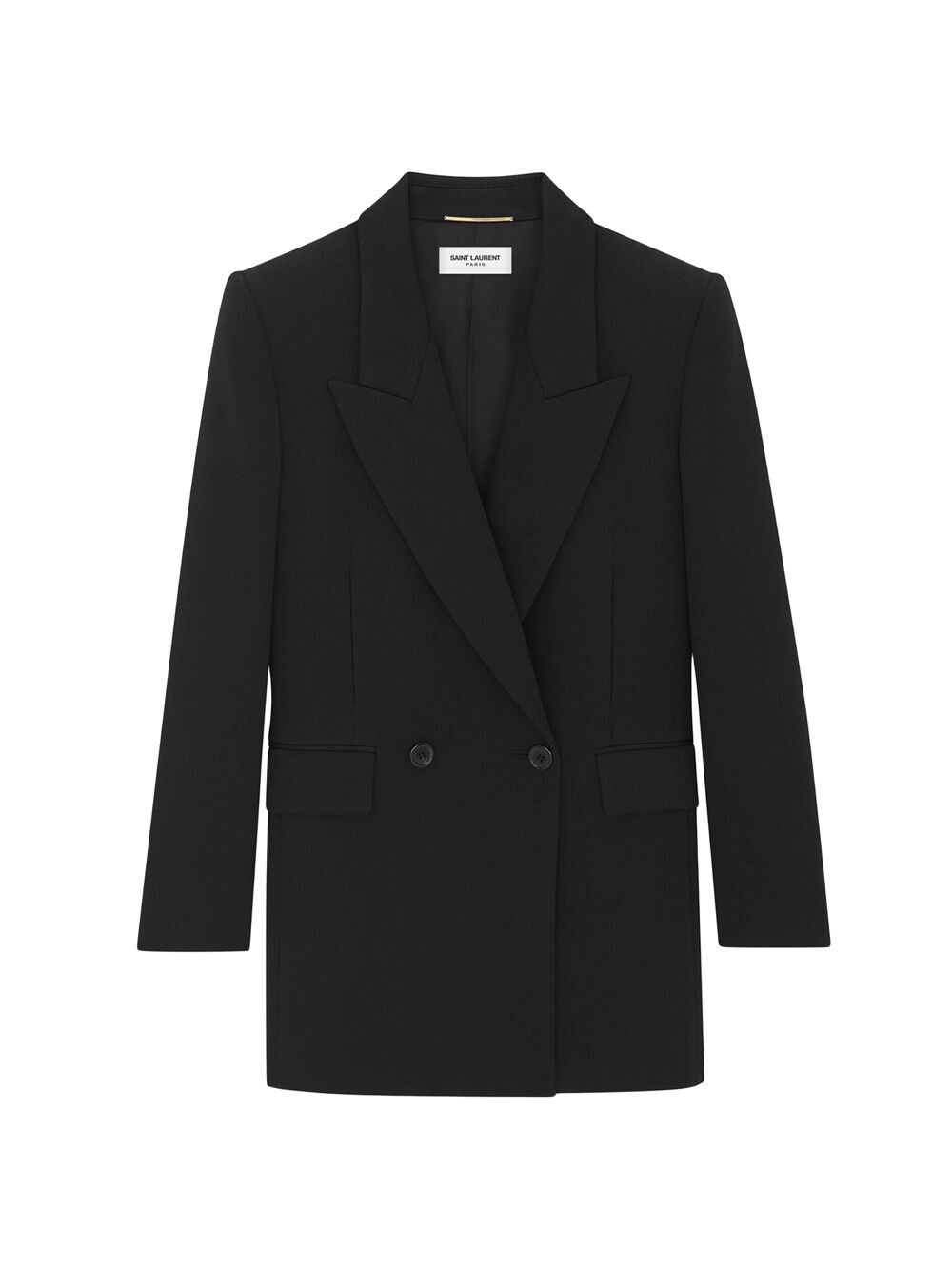 

Двубортный пиджак из шерсти Saint Laurent, черный