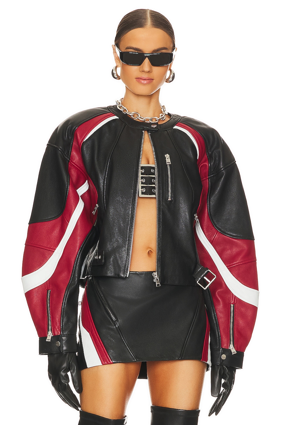 цена Куртка LAMARQUE Dustin Moto, цвет Black, Winter White, & Ruby Red