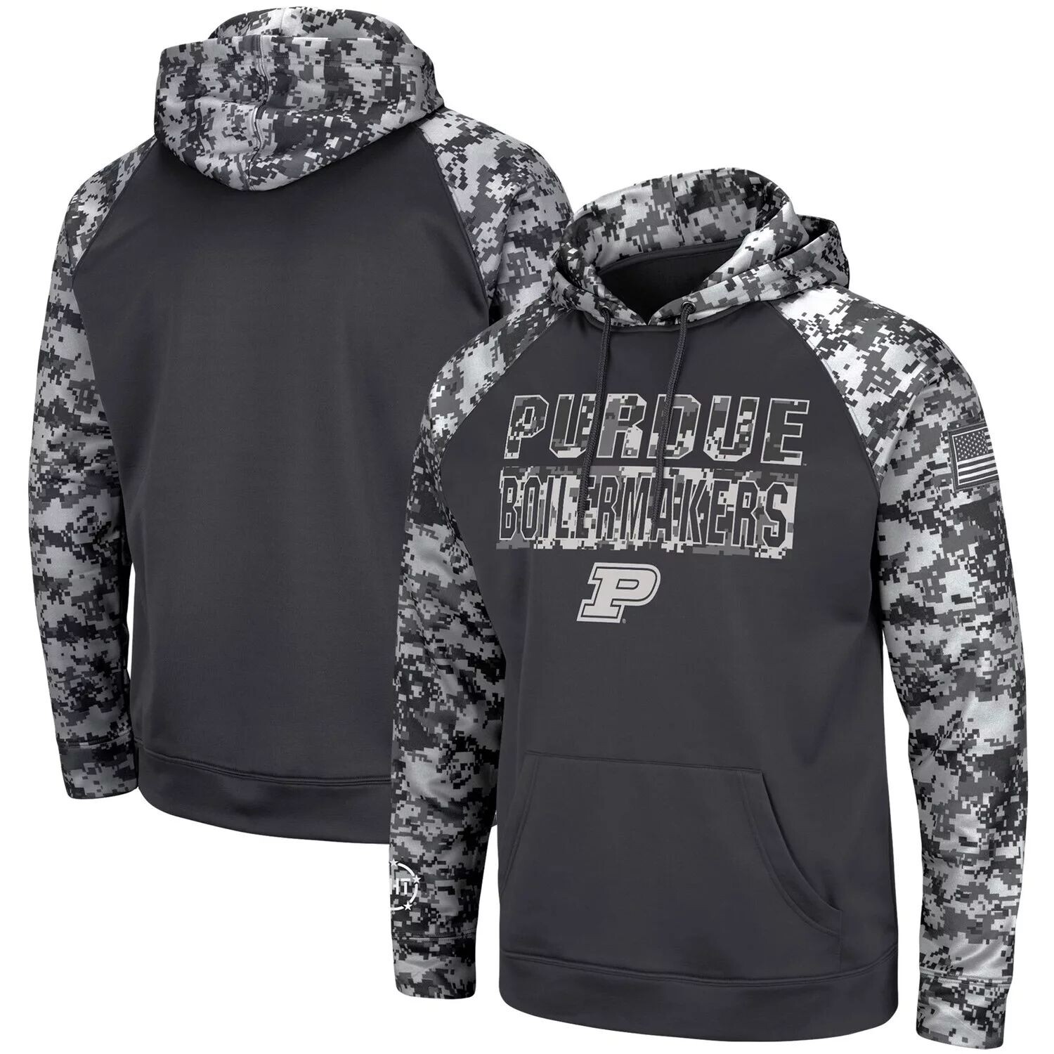 

Мужской темно-серый пуловер с капюшоном Purdue Boilermakers OHT Military Appreciation Digi Camo, большой и высокий пуловер Colosseum