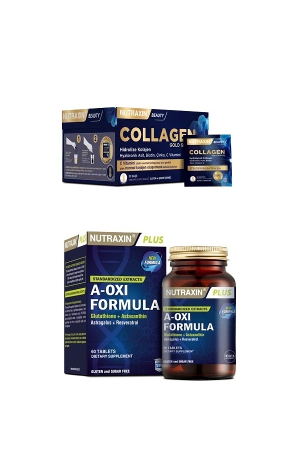 

Nutraxin Collagen 30 Sachet 10000 Mg + A-oxi Formula 60 Capsule