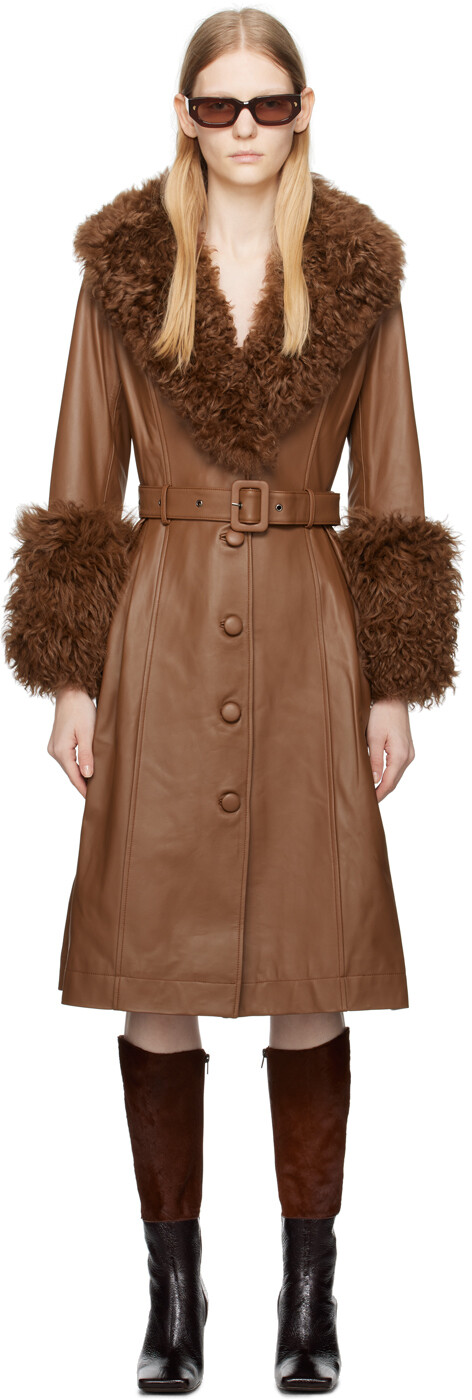 

Коричневая дубленка Saks Potts Foxy, Коричневый