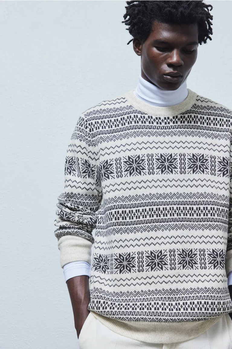 

Жаккардовый свитер обычного кроя H&M, белый