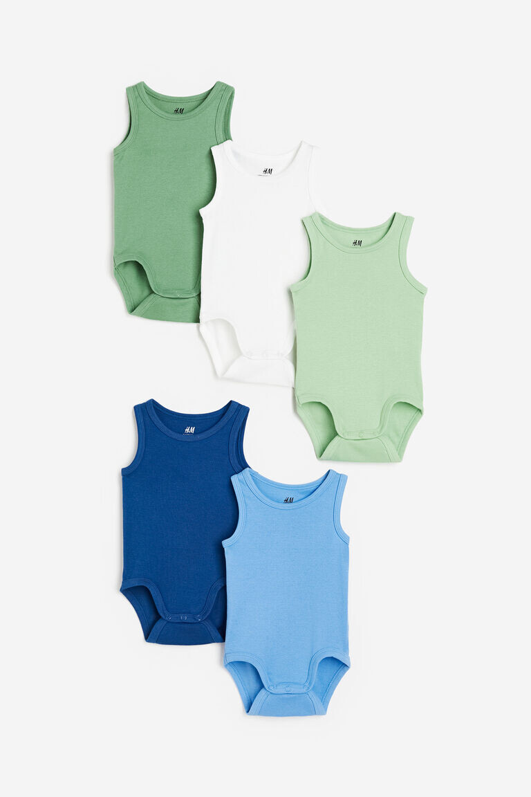 

5 пар хлопковых боди H&M, синий