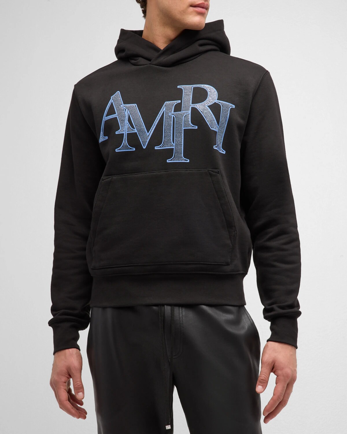 

Мужская толстовка с логотипом в шахматном порядке и кристаллами Amiri, цвет Black Blue