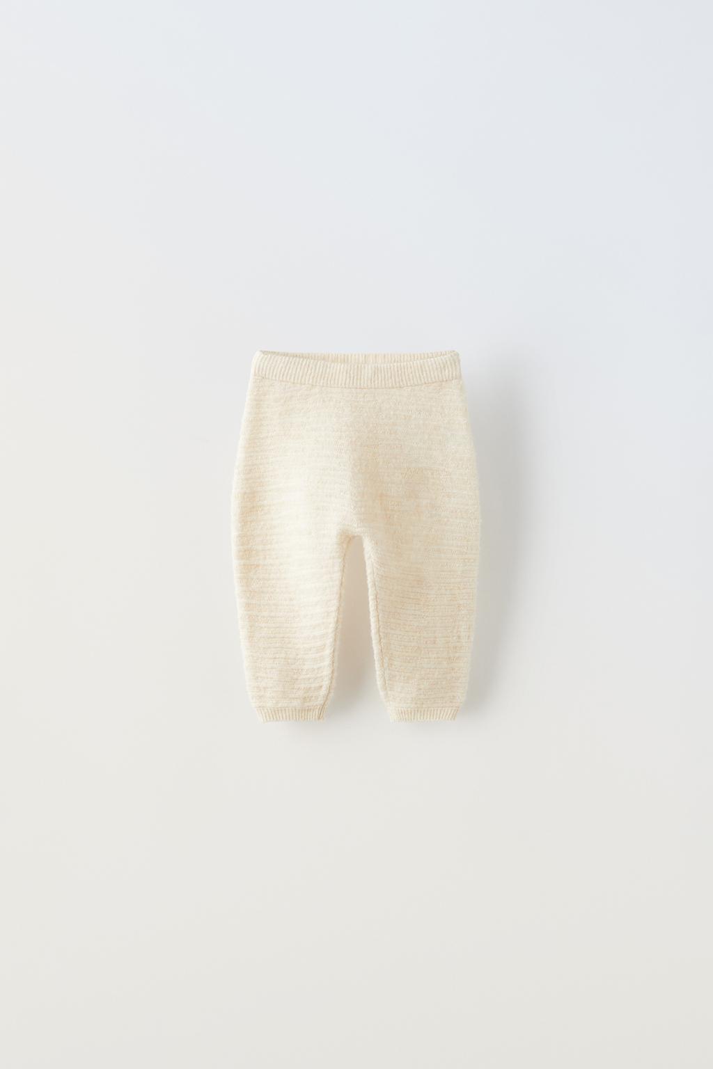 Брюки из трикотажа ZARA, середина бежево-бежевого цвета джинсовая юбка zara середина бежево бежевого цвета