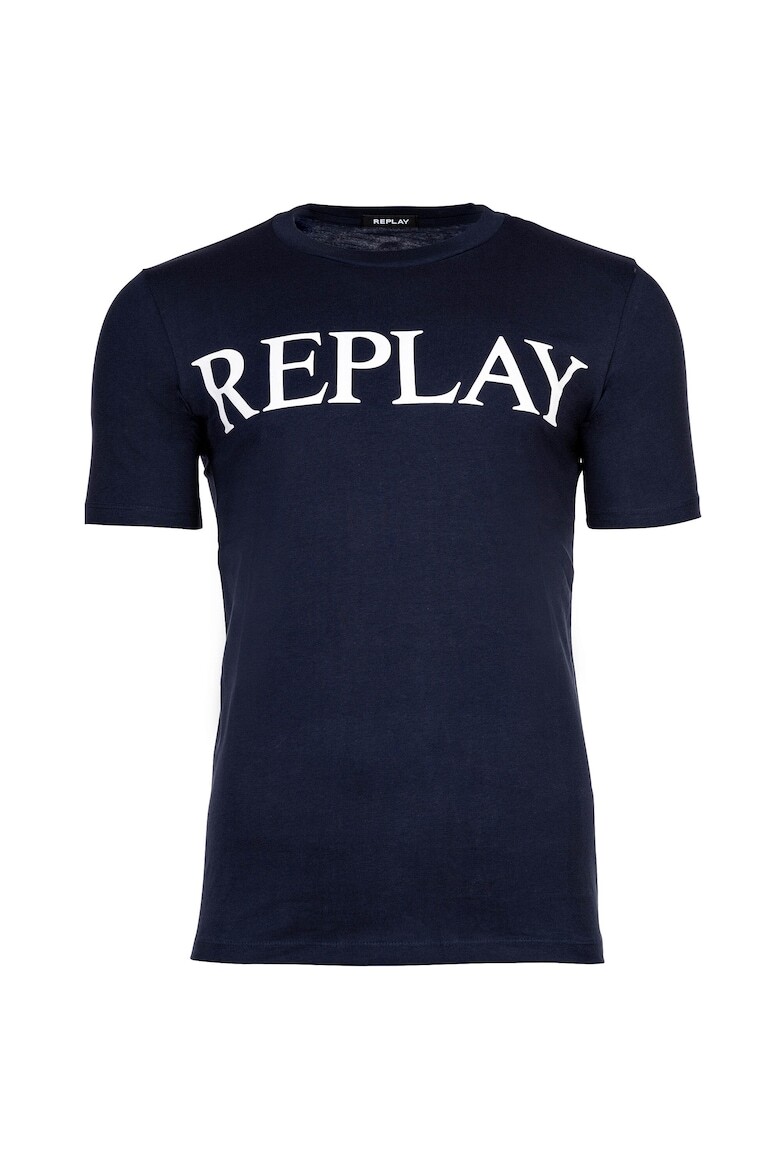 

Футболка с логотипом и овальным вырезом Replay, синий