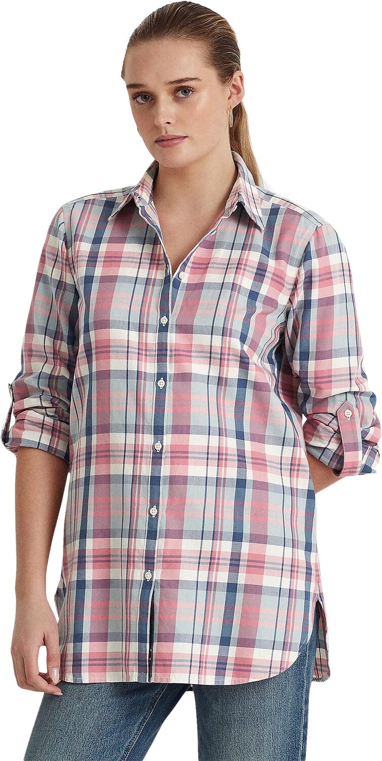 

Рубашка из хлопкового твила в клетку LAUREN Ralph Lauren, цвет Blue/Pink Multi
