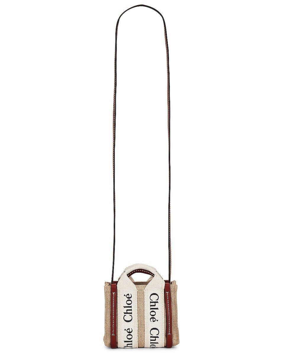 

Сумка-тоут Chloe Woody Nano, цвет White & Brown