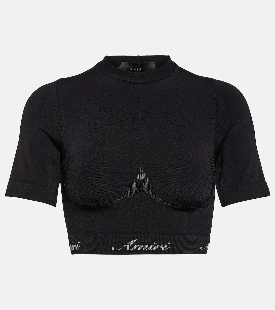 

Укороченная футболка с логотипом AMIRI, черный