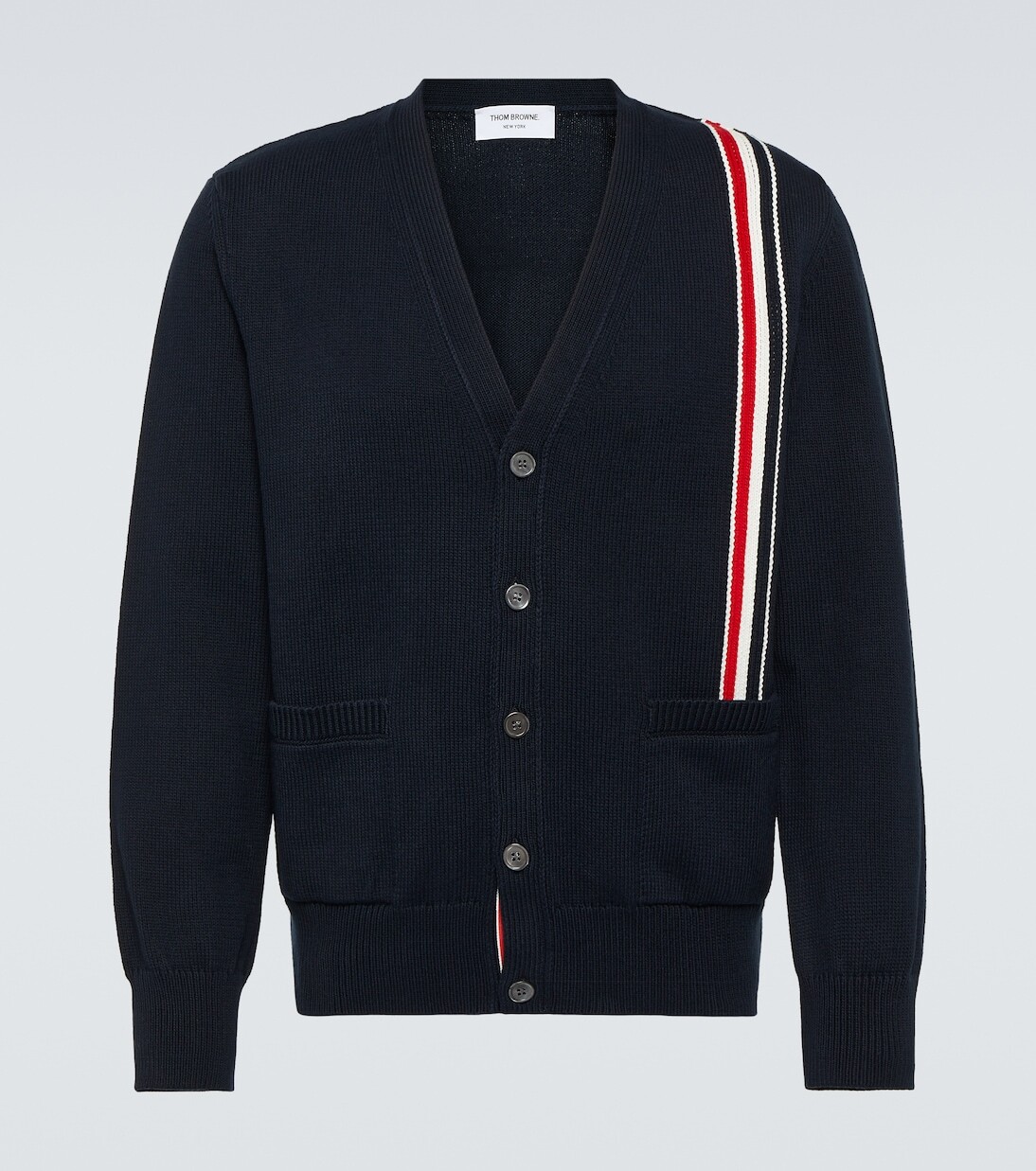 

Хлопковый кардиган в полоску rwb Thom Browne, синий