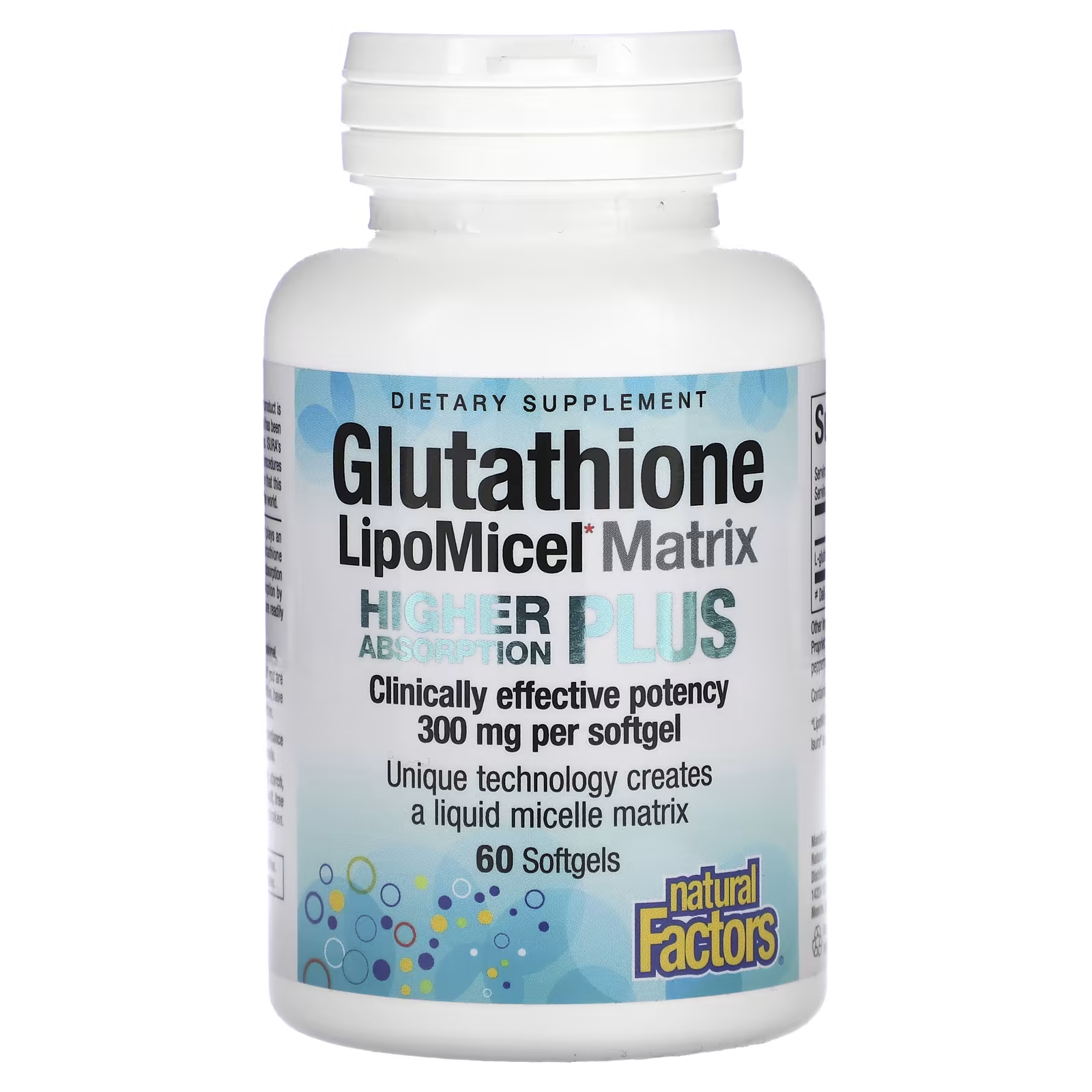 Natural Factors Глутатион LipoMicel Matrix 300 мг, 60 мягких таблеток natural factors berberine lipomicel matrix 500 мг 60 мягких таблеток