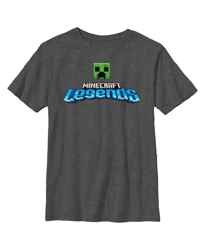 

Детская футболка с логотипом Minecraft Legends Creeper для мальчиков Microsoft, серый