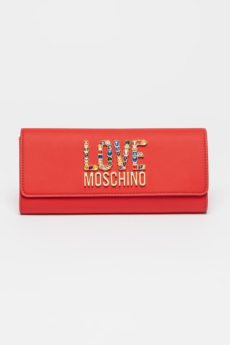 

Клатч из экокожи с декоративными камнями Love Moschino, красный