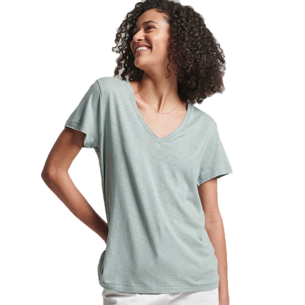

Футболка Superdry Studios Slub Embroidered Vee, зеленый