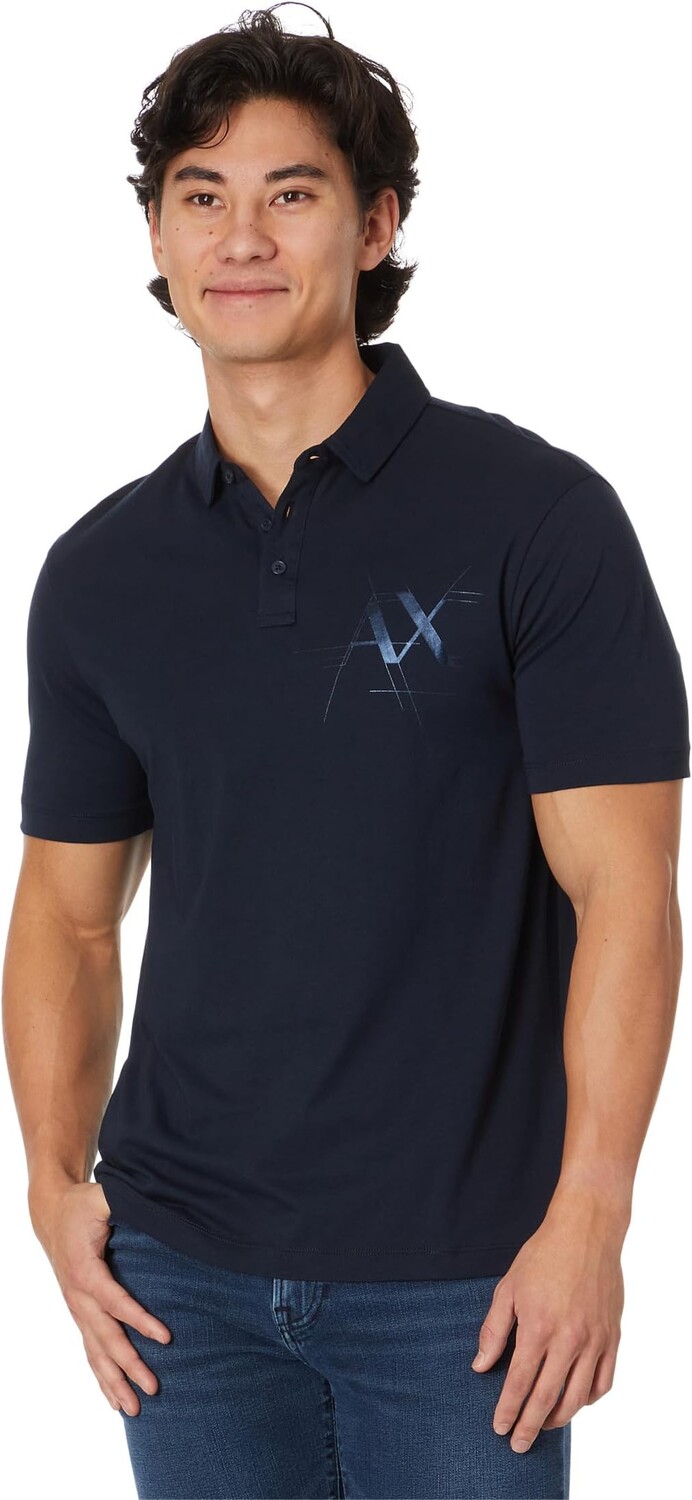 

Рубашка-поло Metallic AX Logo Polo Armani Exchange, темно-синий