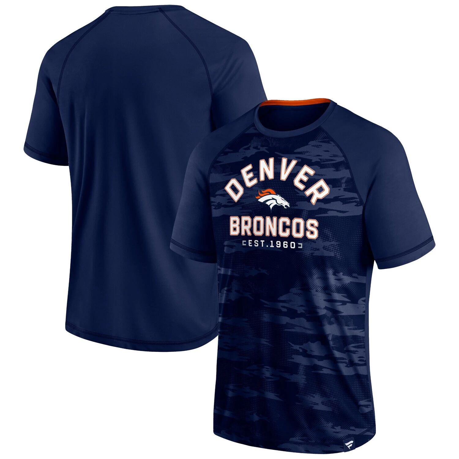 

Мужская темно-синяя футболка с логотипом Fanatics Denver Broncos Hail Mary реглан, Синий