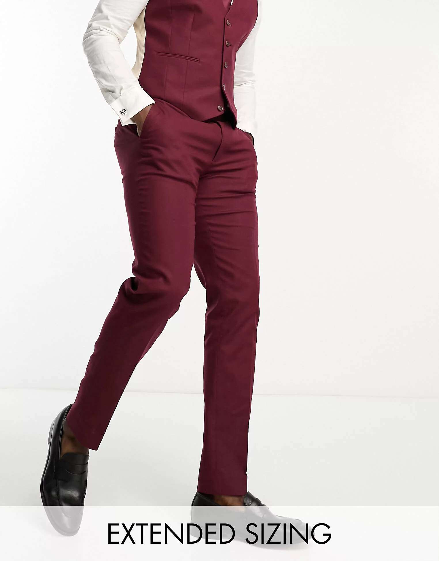 Бордовые узкие льняные костюмные брюки ASOS бордовые узкие костюмные брюки в клетку asos