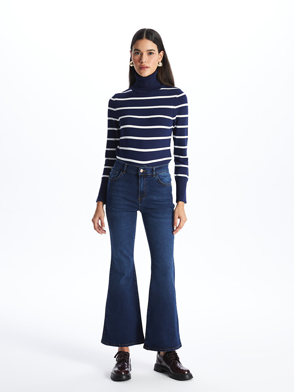 

Расклешенные женские джинсовые брюки LCW Jeans, темное родео