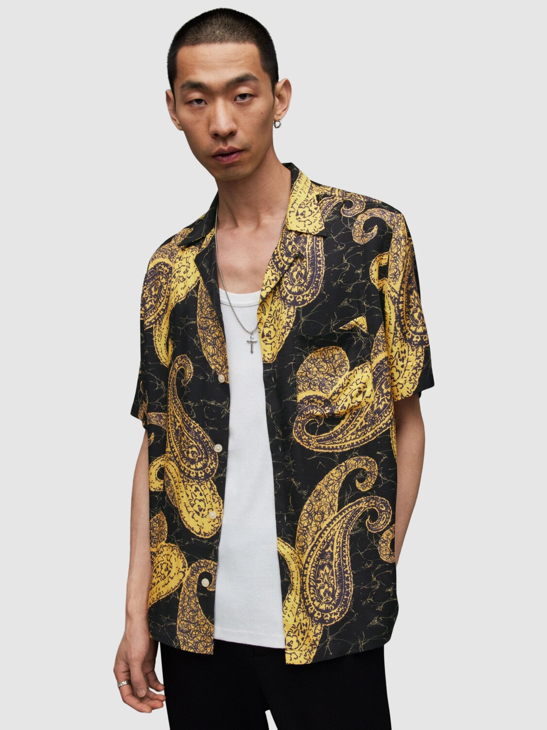 

Рубашка с коротким рукавом AllSaints Gato, черный/мульти