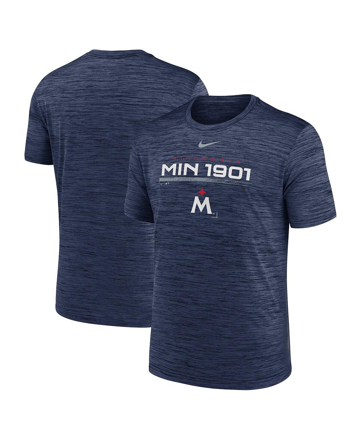 Мужская темно-синяя футболка Minnesota Twins Wordmark Velocity Performance Nike