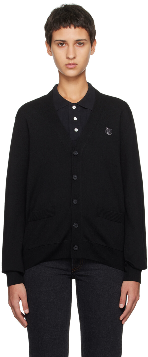 

Черный кардиган с головой лисы Maison Kitsune, цвет Black