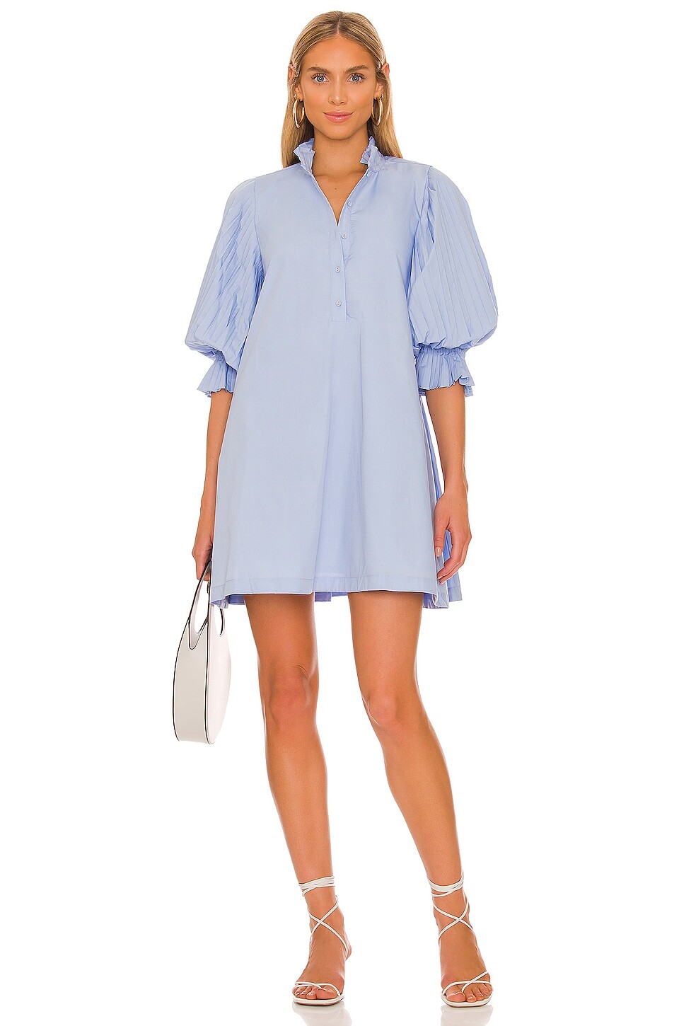 Платье мини SOVERE Focus Pleat Smock, цвет Powder Blue