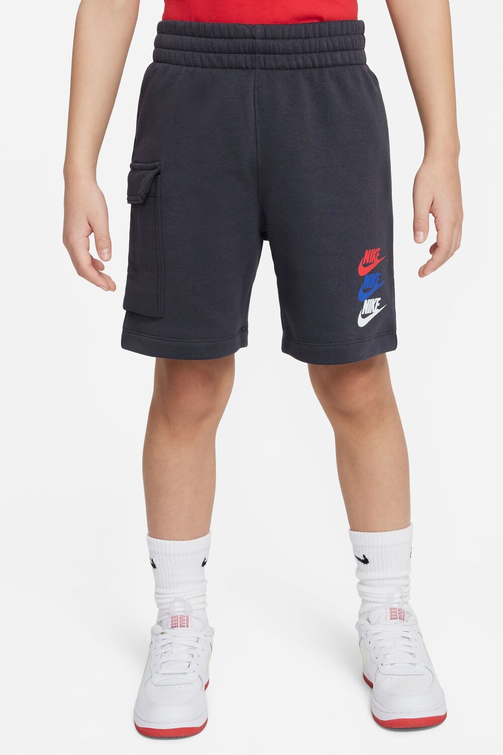 

Флисовые шорты карго Club с ярким логотипом Nike, серый