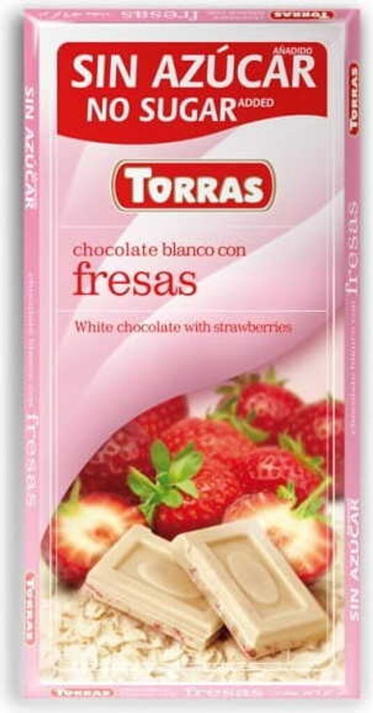 

Белый шоколад с клубникой без добавления сахара 75г Torras