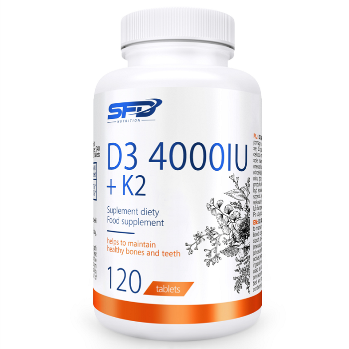 SFD Witamina D3 4000IU + K2витамин D3+K2, 120 шт. terranova multiaskrobinian witamina c 250 mg owoce kompleks жидкий витамин с 50 шт
