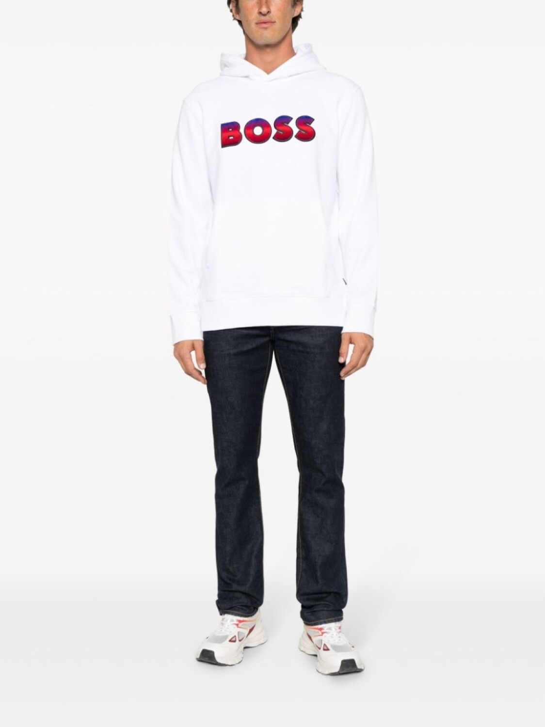 

BOSS худи с эффектом градиента и логотипом, белый