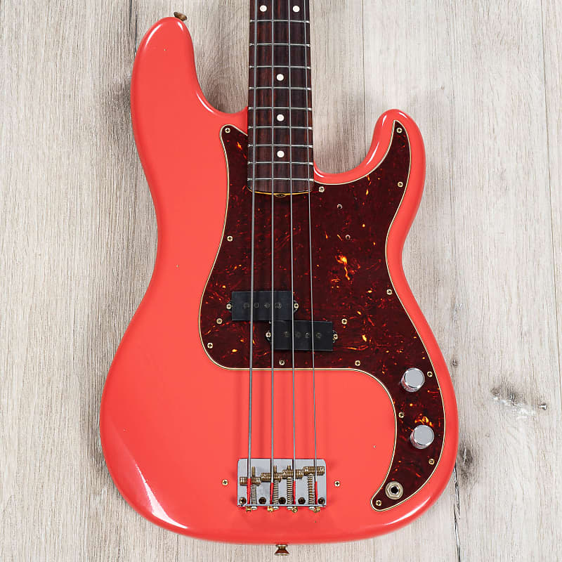 Басс гитара Fender Custom Shop Pino Palladino Precision Bass, Rosewood Fretboard, Fiesta Red over Desert Sand
