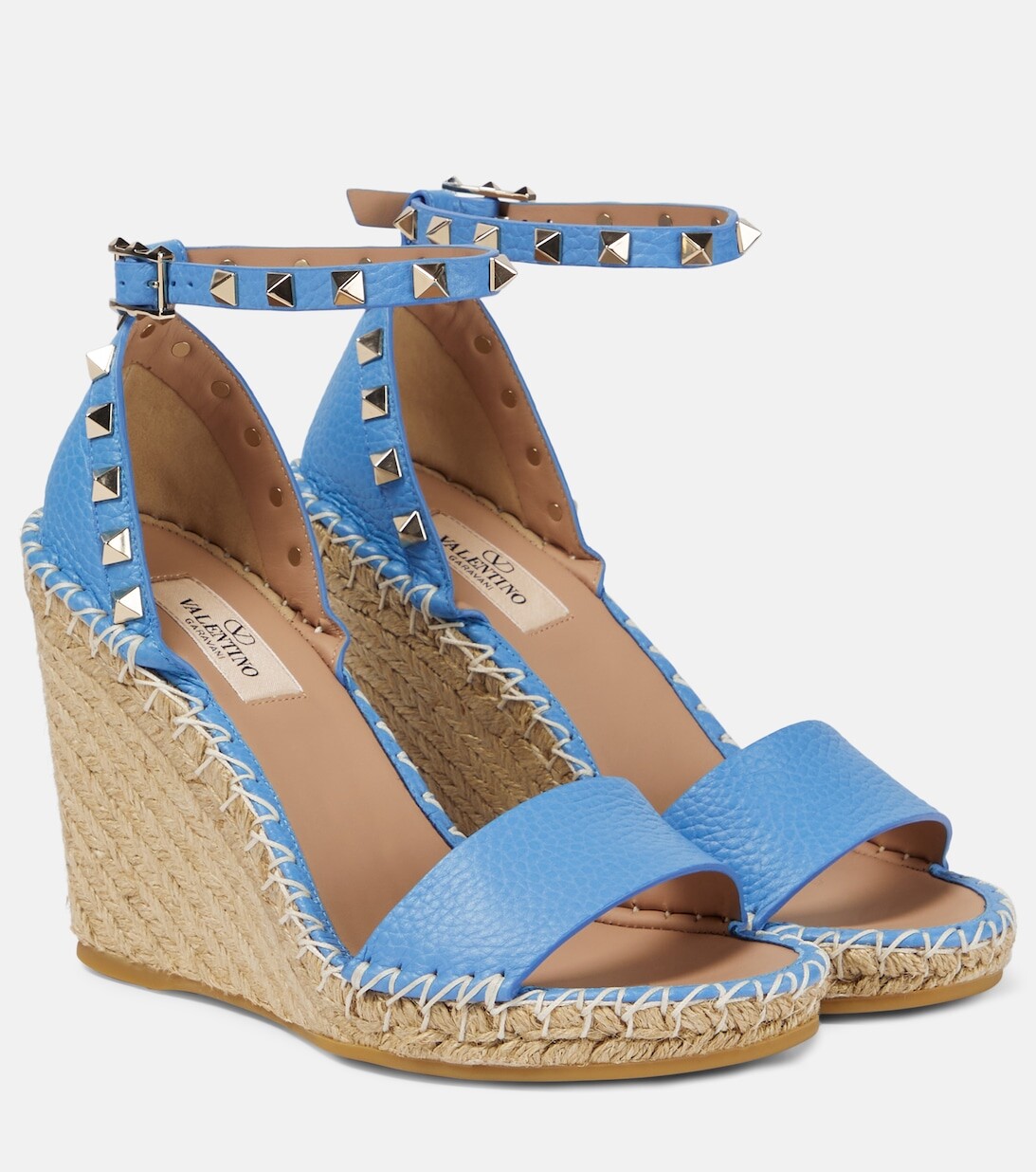 

Кожаные эспадрильи на танкетке Rockstud Double Valentino Garavani, розовый