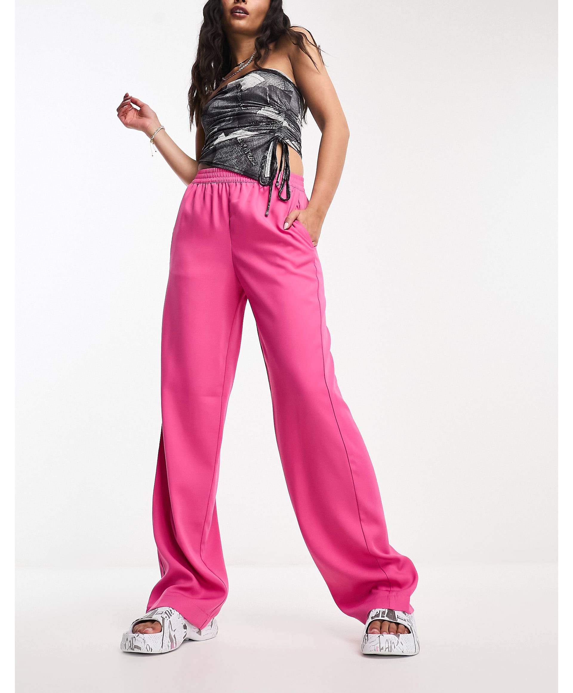 Ярко-розовые брюки классического покроя JJXX Poppy