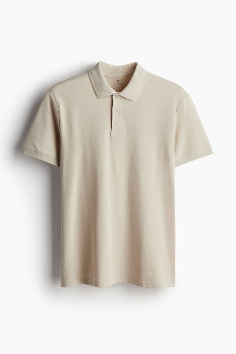 Рубашка из пике обычного кроя H&M, бежевый