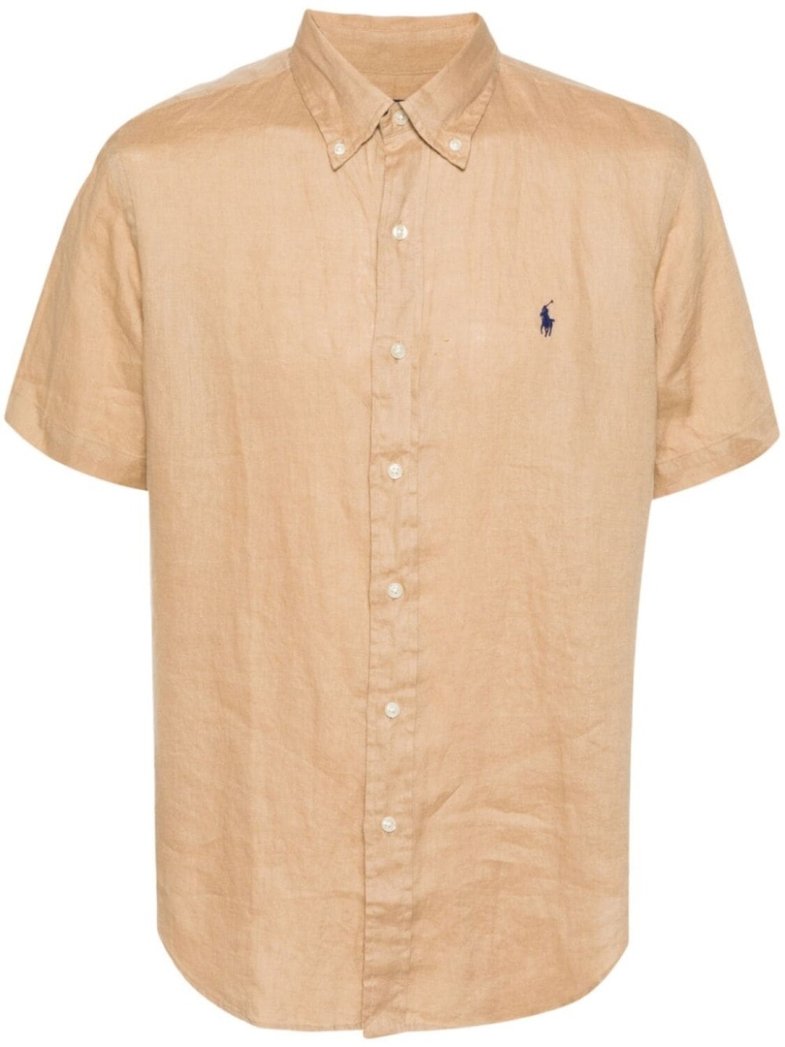 

Polo Ralph Lauren льняная рубашка с декором Polo Pony, нейтральный цвет