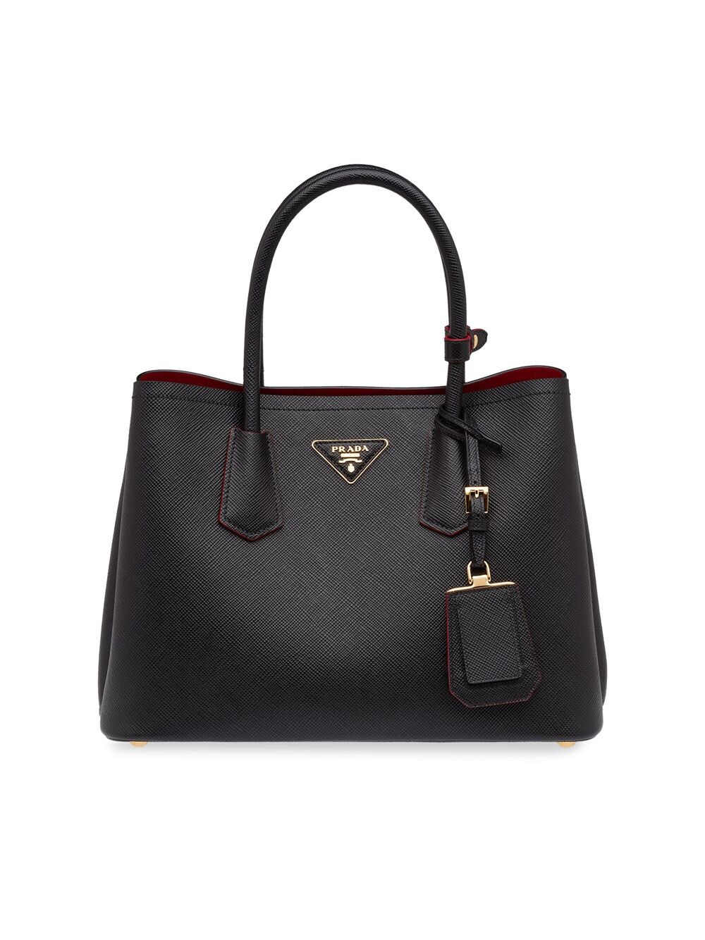 

Маленькая двойная сумка Prada из сафьяновой кожи Prada, черный