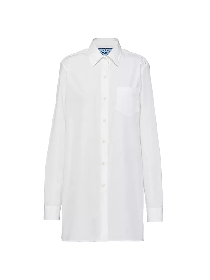 Платье-рубашка мини из поплина Prada, белый