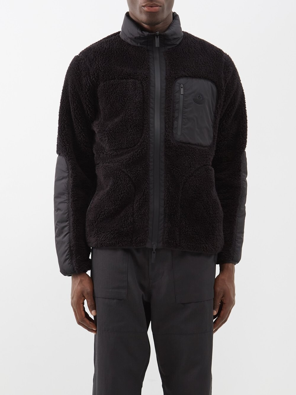 

Двусторонняя флисовая куртка на молнии Moncler, черный