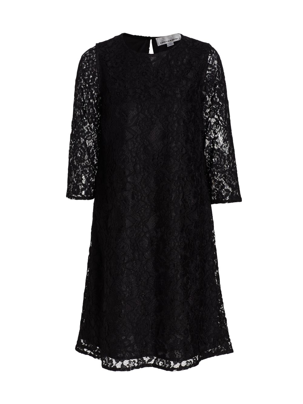 свободное черное платье с кружевом натали 10269 черный размер 54 Трикотажное свободное платье Flora с кружевом Caroline Rose, черный