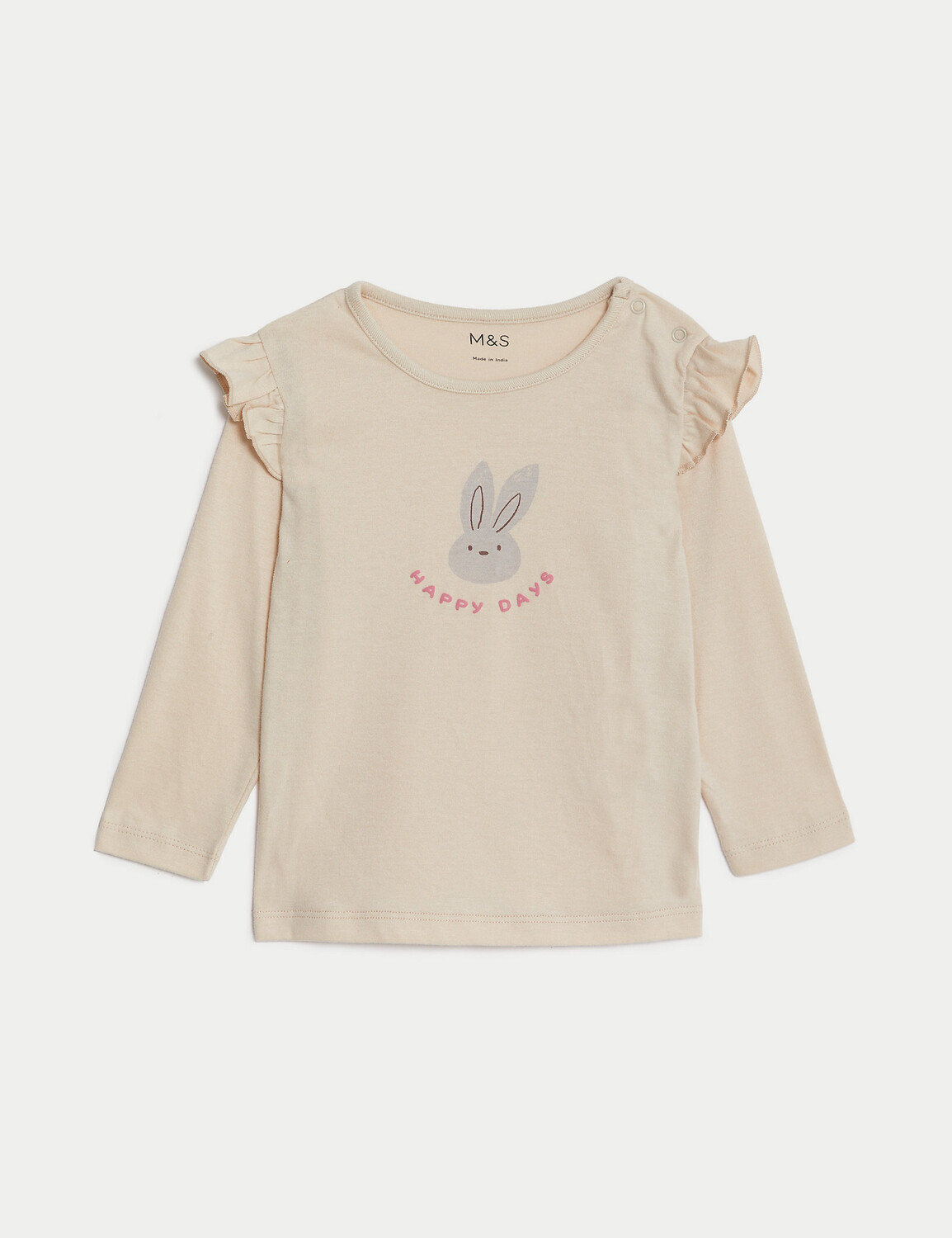 

Топ из чистого хлопка с надписью «Bunny» (0–3 года) Marks & Spencer, крем